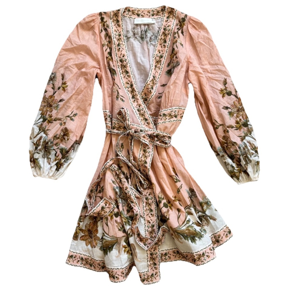 ZIMMERMAN Chintz Wrap Floral Cotton Minidress Size 2 Elegant Chic Artsy Flirty - Picture 3 of 9